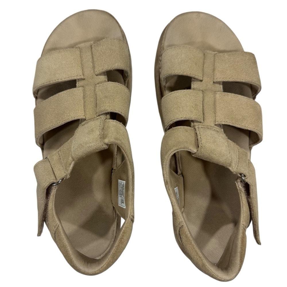 UGG Goldenstar Driftwood Suede Platform Sandals Sz 9.5 Hook & Loop - Picture 5 of 9